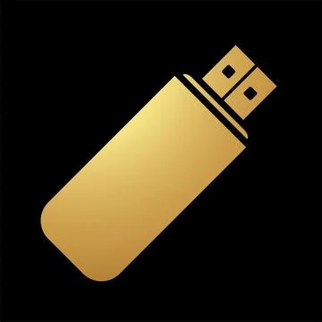Gold Abstract Simplistic USB Flash Drive Icon Stock Illustration