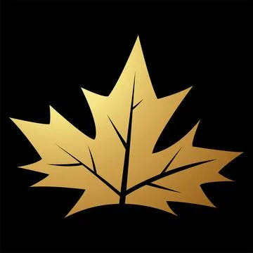 Gold Abstract Simplistic Vine Leaf Icon Stock Illustration