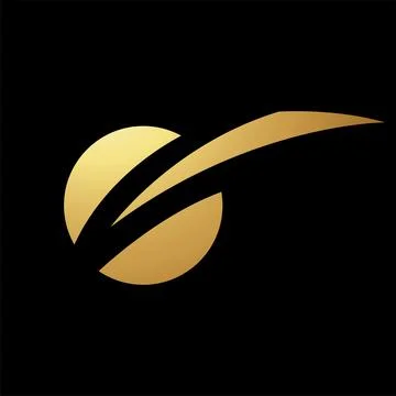 Gold Abstract Slash Split Circle Icon Illustrazione stock