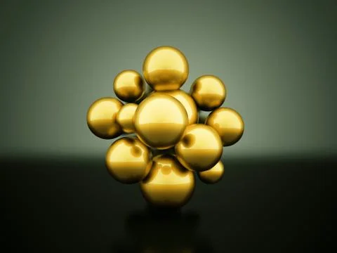 Gold abstract sphere concept rendered on dark background Stock Illustration