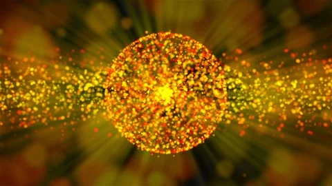 Gold abstract sphere with many rays is in the space, 3d render computer Stock Footage 109201113