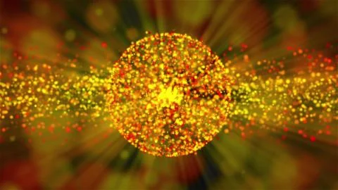 Gold abstract sphere with many rays is in the space, 3d render computer Stock Illustration