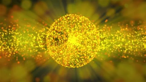 Gold abstract sphere with many rays is in the space, 3d render computer イラスト素材