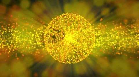 Gold abstract sphere with many rays is in the space, 3d render computer ge... Stock Photos