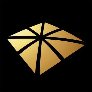 Gold Abstract Triangular Square Icon in Perspective Ilustração Stock