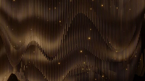 Gold Abstract Vertical Lines Background With Wavy Light Trails And Luxury Glow Stock Footage 344234669