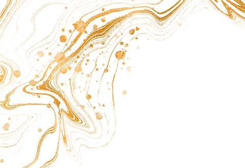 Gold abstract on a white background. Stripes and spots of gold paint. Vector  Stock Illustration