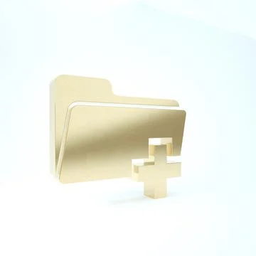 Gold Add new folder icon isolated on white background. New folder file sign.  Stock-Illustration