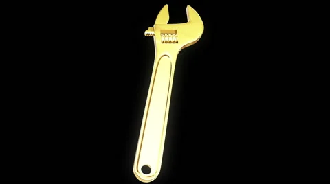Gold adjustable wrench Stock Footage 49508518
