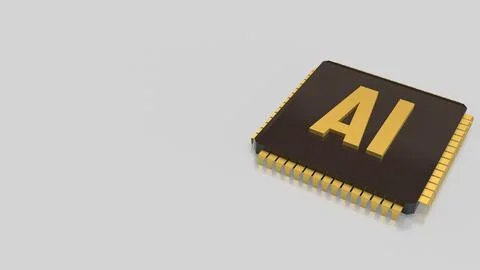 The Gold AI on  IC  for Technology concept 3d Rendering. Foto stock