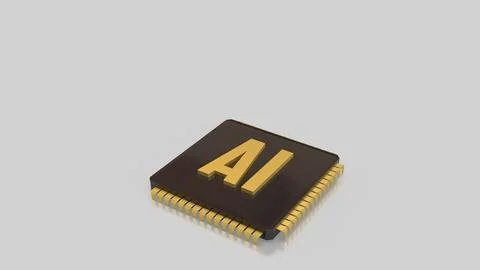 The Gold AI on  IC  for Technology concept 3d Rendering. Foto stock