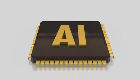 The Gold AI on  IC  for Technology concept 3d Rendering. 写真素材
