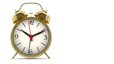 Gold alarm clock. 3D render Stock Illustration