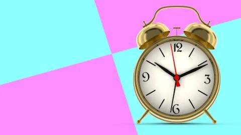 Gold alarm clock. 3D render Stock Illustration