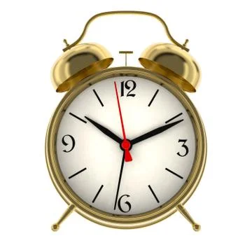 Gold alarm clock. 3D render Stock-Illustration