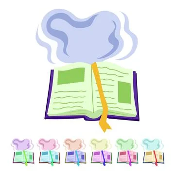 Gold alchemy book vector cartoon graphic Stock Illustration