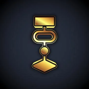 Gold Algorithm icon isolated on black background. Algorithm symbol design from Illustrazione stock