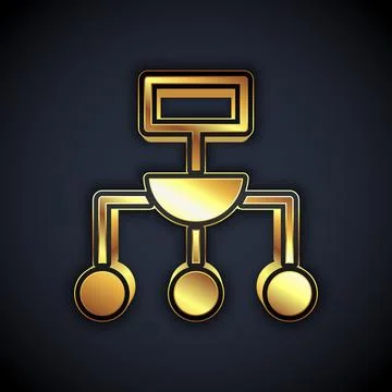 Gold Algorithm icon isolated on black background. Algorithm symbol design from Stock Illustration