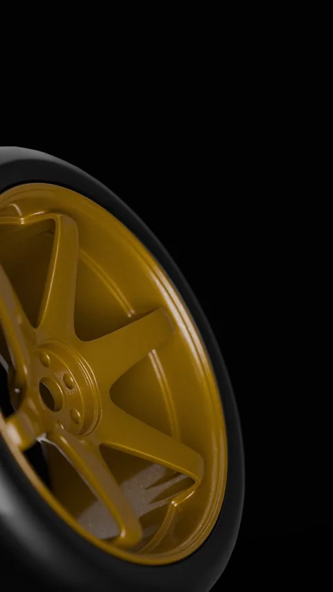 Gold Alloy Wheel Close Up Stock Footage 325218097