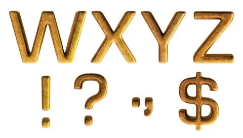 Gold Alphabet 3D Render Set Stock Illustration