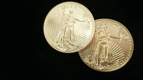 Gold American Eagle 1 oz coins Bullion - (Sequence 2) Stock Footage 11136387