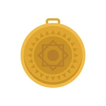 Gold amulet icon flat vector. Magic religion Illustrazione stock