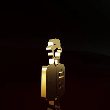 Gold Analyst engineer icon isolated on brown background. Minimalism concept.  Stock Illustration