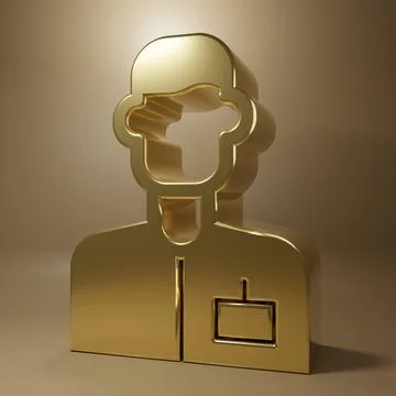 Gold Analyst engineer icon isolated on brown background. Minimalism concept.. Illustrazione stock