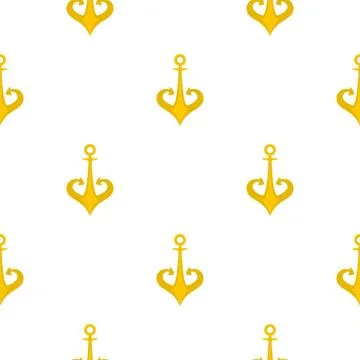 Gold anchor pattern flat Stock Illustration
