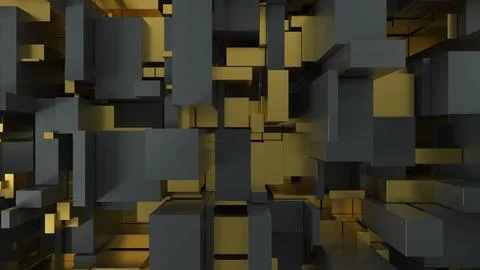 Gold And Black Blocks Top View Ilustração Stock
