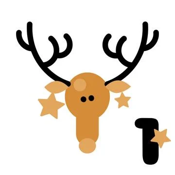 Gold And Black Boho Advent Calendar Illustration With Deer Stock Illustration