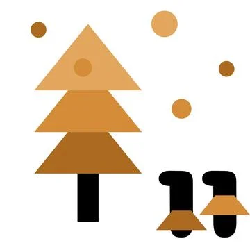 Gold And Black Boho Advent Calendar Illustration With New Year Tree 스톡 일러스트