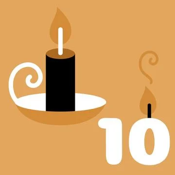 Gold And Black Boho Advent Calendar Illustration With Candle 스톡 일러스트