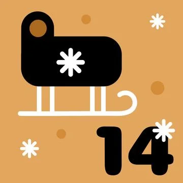 Gold And Black Boho Advent Calendar Illustration With Sledge 스톡 일러스트