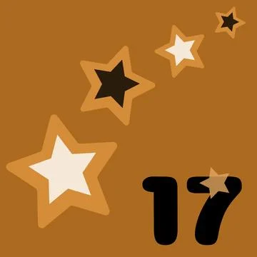 Gold And Black Boho Advent Calendar Illustration With Stars 스톡 일러스트