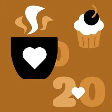 Gold And Black Boho Advent Calendar Illustration With Coffee And Cake Stock Illustration