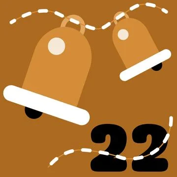 Gold And Black Boho Advent Calendar Illustration With Bells 스톡 일러스트