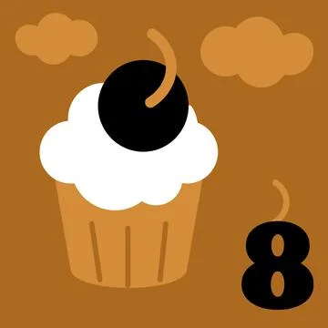 Gold And Black Boho Advent Calendar IllustrationWith Cupcake 스톡 일러스트