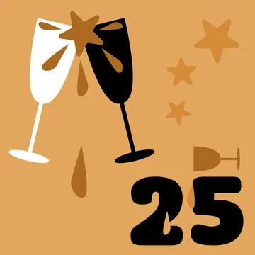 Gold And Black Boho Advent Calendar Illustration With Glasses Of Champagne Stock Illustration
