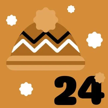 Gold And Black Boho Advent Calendar Illustration With Hat Illustrazione stock