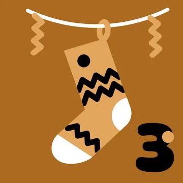 Gold And Black Boho Advent Calendar Illustration With Sock Stock Illustration