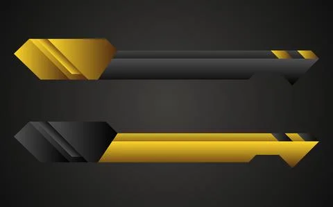 Gold and black lower third banner bars for breaking news title Stock Illustration