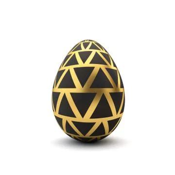 Gold and black pattern luxury easter egg. 3D Rendering Illustrazione stock