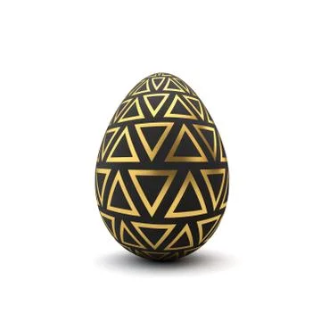 Gold and black pattern luxury easter egg. 3D Rendering 库存插图