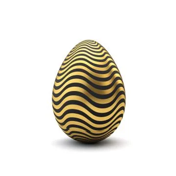 Gold and black pattern luxury easter egg. 3D Rendering 库存插图