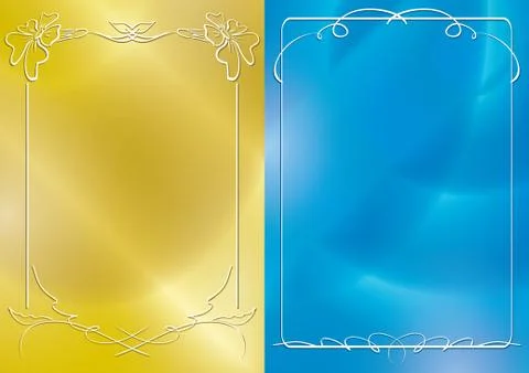 Gold and blue vector backgrounds with white frames and gradient イラスト素材