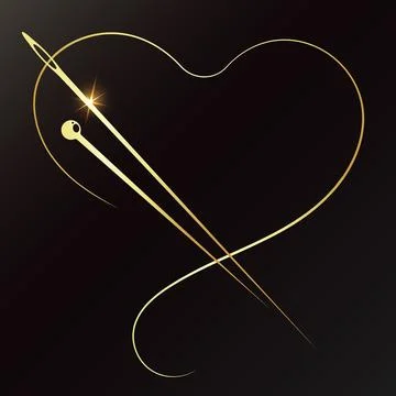Gold and head and thread on a black background Stock Illustration