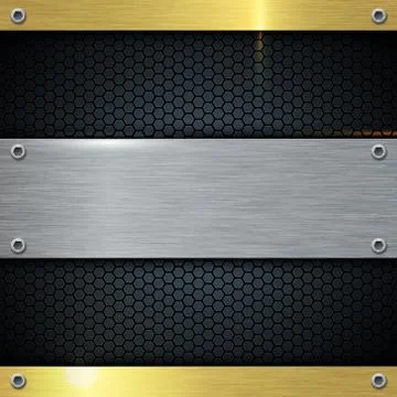 Gold and metal solid sheet abstract background. Stock Illustration