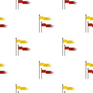 Gold and red medieval flags pattern flat 스톡 일러스트