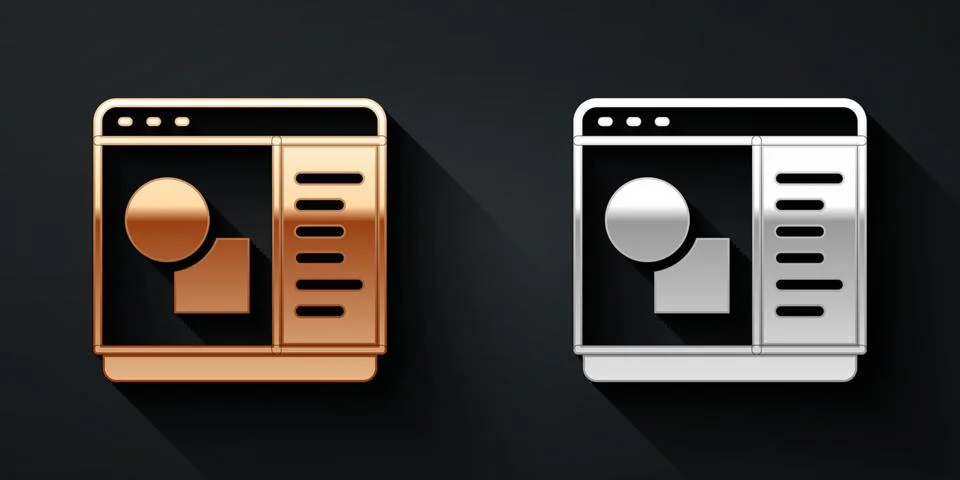 Gold and silver 3D printer software icon isolated on black background. 3d Stock Illustration